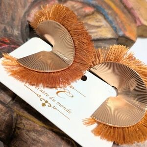 Elegant Orange Fan Earrings